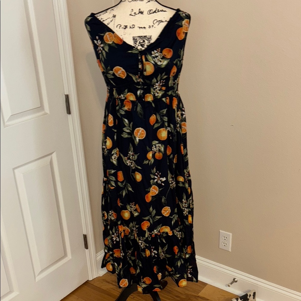 Floral Orange Print Maxi Dress Loft new